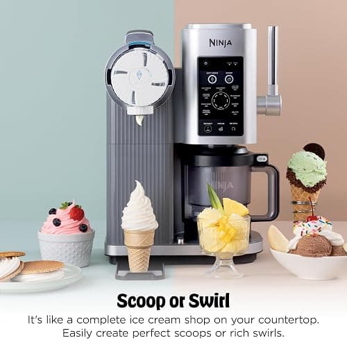 Ninja CREAMi Scoop & Swirl Ice Cream and Soft Serve Maker, Sorbet, Milkshake, Frozen Yogurt, Low Calories Program & More, 13-in-1, Soft Serve Handle & (2) CREAMi 2-in-1 16oz Pints, NC701 thumbnail 7