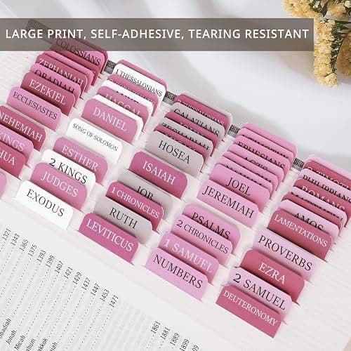 Pink Bible Tabs for Women & Men, Laminated Bible Tabs for Study Bible, Boho Theme Bible Tabs for Easy Navigation, Simplify Your Bible Reading Experience with Easy-to-Use Indexing Tabs thumbnail 7