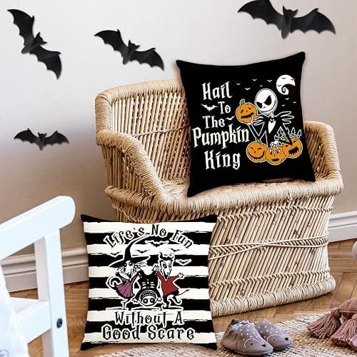 Arsemica Nightmare Christmas Pillow Covers, Funny Nightmare Christmas Decorations, Set of 4 18x18 Throw Pillow Covers Cushion Cases, Jack Sally Bed Couch Sofa Decor Party Supplies thumbnail 6
