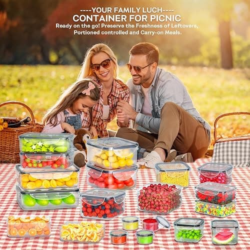 40 PCS Food Storage Containers with Lids Airtight (20 Containers & 20 Lids), Plastic Storage Meal Prep Container-Stackable 100% Leakproof & Microwave Organization and Storage Sets, Lunch Containers thumbnail 2