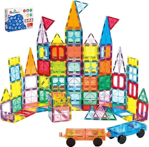 Anbalulu 134PCS Magnetic Building Tiles: Durable STEM Toys with Strong Magnets for Kids, Educational Building Blocks for Group Play Activities | Gift for Boys Girls 3+ - Image 1