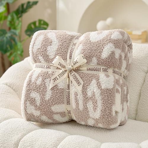 Snuggle Sac Leopard Blanket, Queen Size Beige Bedding Blanket Microfiber Fluffy Warm Cozy Fuzzy Soft Blanket Reversible Cheetah Blankets for Bed, Couch, Sofa, 90x90 inches - Leopard Beige - Queen(90"x90") thumbnail 4