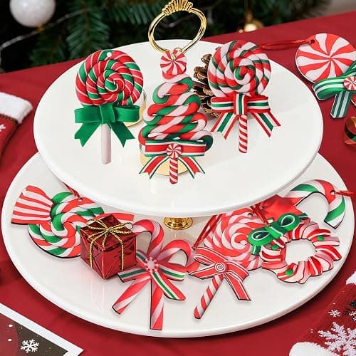 16PCS Christmas Lollipop Ornaments, Cane Hanging Christmas Ornaments Colorful Peppermint Candy Ornaments for Xmas Tree Party Home Party thumbnail 5