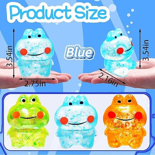 1Pcs Frog Squishy Stress Balls for Kids Adults Stretchy Fidget Ball for Anxiety Stress Relief Hand Therapy Sensory Squishy Ball Squeeze Fidgets for Party Favors Classroom Prizes (Blue) thumbnail 2