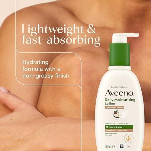 Aveeno Daily Moisturising Lotion with Cocoa Butter and Vanilla Scent 300ml | Lightweight, Hydrating Formula for Sensitive Skin, Nourishes and Soothes Dry Skin thumbnail 5
