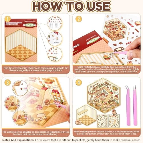 20 Sets DIY 3D Sticker Scene Collection Book for Kids Adults Cute Make Your Own Shop House Stickers for Gifts Stickers Therapy for Adult Relief Stress Pass The Time Play Park Hamburg Castle Library thumbnail 4