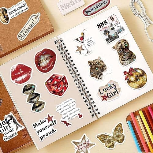 100Pcs Y2K Aesthetic Stickers, Aesthetic Cool Downtown Lucky Girls Stickers, Trendy Holographic Waterproof Sticker for Water Bottles Laptop Kindle Computer Scrapbook Journal Party Favors (Holographic) thumbnail 2