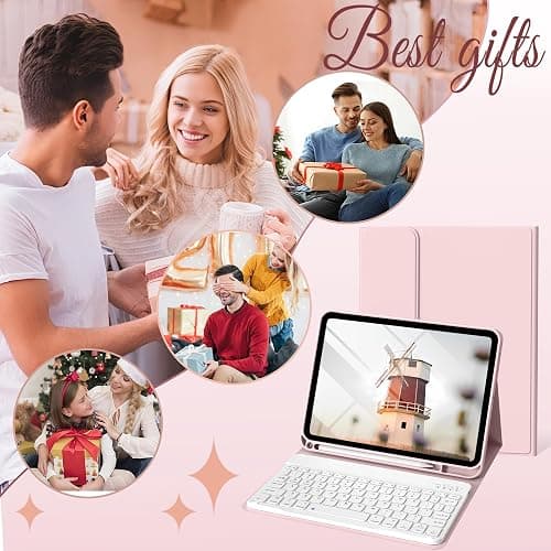 BQDIYOO Case for iPad 11th/10th Generation with Keyboard, 11 inch A16/10.9" iPad 10 Case (2025/2022) with Pencil Holder, Wireless Keyboard and Slim Lightweight Soft Cover Auto Wake/Sleep, Pink thumbnail 9