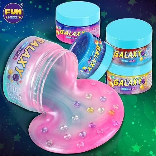 35.16 FL OZ Galaxy Glowing Slime for Kids, FunKidz 1040ML Premade Space Slime 8 Packs Toy for Girls Slime Kit with Neon, Glow, Metallic Fun Boys Craft Great Party Gifts thumbnail 4