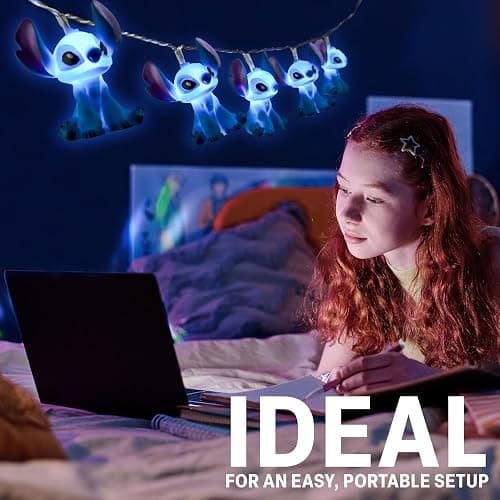 Disney Stitch LED String Lights 10 pcs, Fairy Lights Kids Teenagers Adults 150cm, Indoor Bedroom Dorm Decor Accessories thumbnail 2