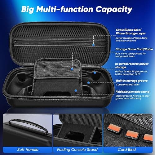 Auarte 12 in 1 Accessories Set for Playstation Portal Remote Player, Hard Carrying Case for PS Portal with Clear Skin Case for PS5 Portal, 2 Screen Protector with 4 Thumb Grip thumbnail 3