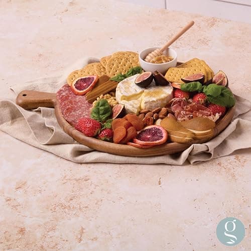 Grazerie Charcuterie Board Set - Round Acacia Cheese Board Serving Tray with Accessories - House Warming Gifts for New Home, Bridal Shower & Wedding Gift, Birthday Gifts for Women thumbnail 8