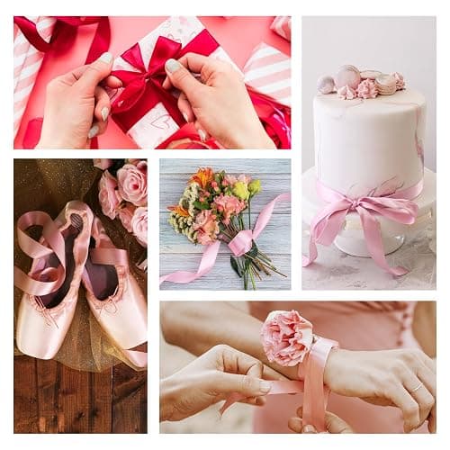 Flezoo 25 Yards Pink Satin Ribbon 1 1/2inch, Single Face Polyester Silk Fabric Hair String Ribbon for Craft, Flower Bouquets, Gift Wrapping, Wedding, Bow Making and Valentines Decoration thumbnail 5