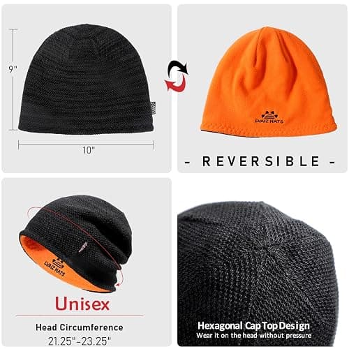 Lvaiz Mens Winter Beanie Hat Warm Fleece Lined Skull Cap for Men Reversible Women Windproof Watch Hat Knit Warm Unisex Beanie thumbnail 5