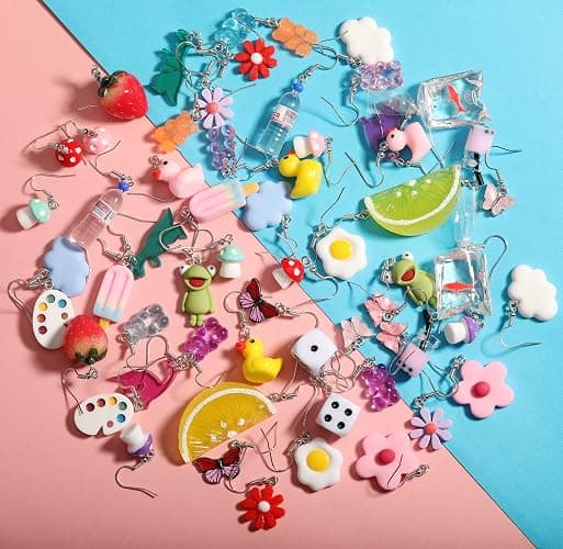 30 Pairs Fun Earrings Weird Earrings Aesthetic Earrings Weirdcore Kawaii Earrings Funny Earrings for Women thumbnail 3