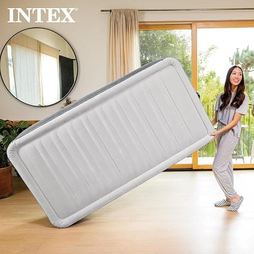 Intex Twin Size Air Mattress, 18in Height, Built-in Pump, Dura-Beam Deluxe Comfort-Plush - Portable Inflatable Blow-up Bed for Camping, Travel, Guests thumbnail 2