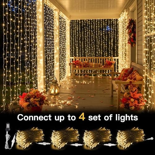 SUDDUS Curtain Lights for Backdrop 300LED 9.8x9.8ft Warm White Bedroom Wedding thumbnail 6
