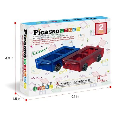 PicassoTiles 2 Piece Car Mini Truck Construction Kit Toy Set Vehicle for Magnetic Blocks Building Tile Sensory Magnet Toys Bricks STEM & Learning Educational School Puzzle Girls Boys Toddlers Ages 3+ thumbnail 8