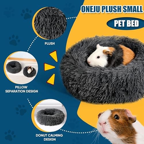 ONEJU Plush Guinea Pig Bed - Plush Guinea Pig Hideout, Removable Cushioned Pillow, Super Cozy, Ideal Burrowing Bed for Small Pets, Dark Gray thumbnail 4