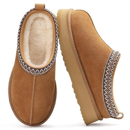 KIDMI Genuine Suede Platform Slippers for Women Fuzzy Winter Warm Shoes Indoor Outdoor thumbnail 4