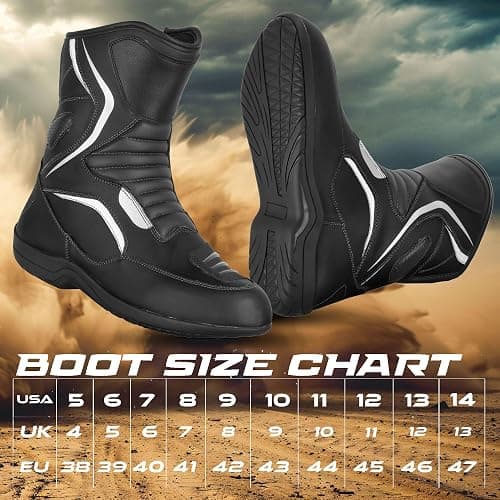SAGA MOTO Men’s Motorcycle Boots – Waterproof Leather Biker Riding Shoes with CE Approved, Anti-Slip Sole & Breathable Lining thumbnail 2