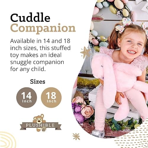 Plushible Easter Bunny Stuffed Animal, 18" (Pink) - Plush, Soft Embroidered Stuffed Bunny Toy for Kids, Newborns, Boys & Girls, Cuddly and Adorable Plush Toys thumbnail 6