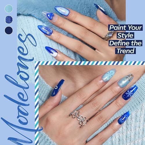 modelones Cat Eye Gel Nail Polish Set Glitter 6Colors Blue thumbnail 3
