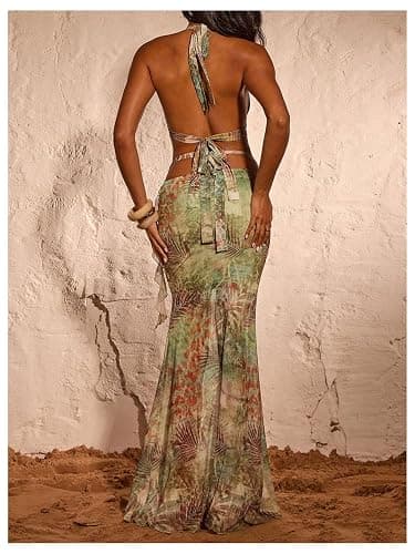Green Floral Cheetah dress thumbnail 2