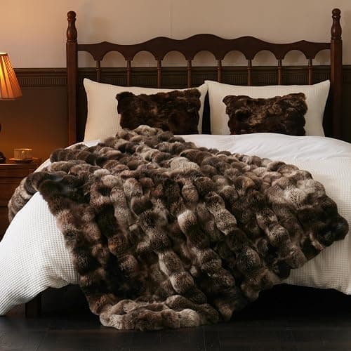 BENVWE Fluffy Faux Fur Throw Blanket for Couch, Soft Plush Thick Cozy Fuzzy Luxury Minky Bubble Blanket for Home Living Room Decor Gift for Women, Tie-dye Coffee, 50" x 60", 1100GSM | Soft, Cozy, Fluffy, Plush, Luxury, Thick, Fuzzy, Minky, for Couch, for Home Living Room Decor thumbnail 8