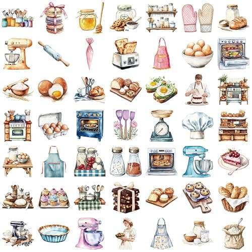 Funny Baking Stickers,50Pcs Realistic Transparent Bakery PET Stickers,Cute Waterproof Sticker for Laptop,Stationery,Luggage Scrapbooking,Water Bottles,Phone Case,Bakery Themed Party Decorations thumbnail 4