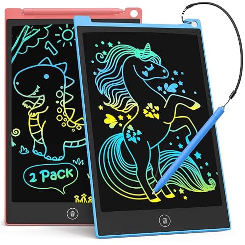 TECJOE 2 Pack LCD Writing Tablet, 10 Inch Colorful Doodle Board Drawing Tablet for Kids, Kids Travel Learning Toys Christmas Birthday Gifts for 3 4 5 6 Year Old Boys and Girls Toddlers - Image 1