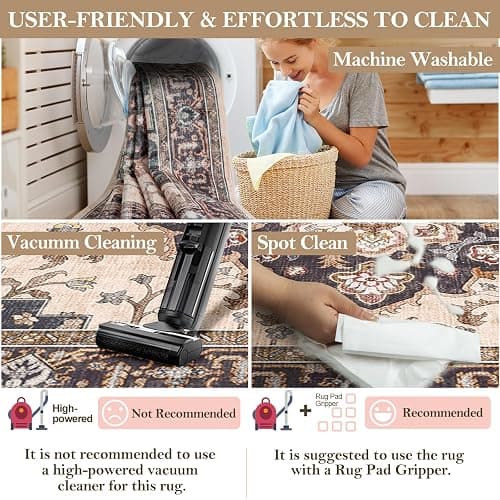 CAPALOCA Machine Washable Rugs Nursery Rug 5x7 Cute Girl Non Slip Low Pile Water Repellent Soft Print Pattern for Bedroom Indoor Decor Kids Playroom Coffeebeige thumbnail 5