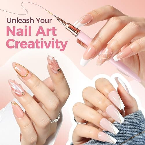 UNA GELLA Nail Art Brushes Metallic, 5 Count Liner Pens Set For Nail Art Gel Polish, Detail Nail Art Design Painting Brush Set For Nails Gel Fine Drawing Nail Tools, Sizes 7/9/11/15/25mm thumbnail 2
