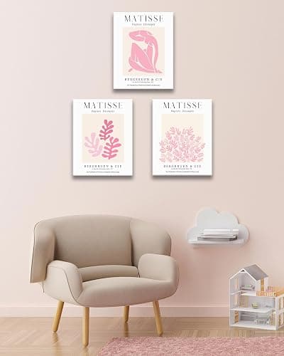 HesenDot Matisse Pink Framed Wall Art,30x40CM Abstract Canvas Wall Decor Set of 3,Boho Minimalist Art Posters Prints,Aesthetic Home Decoration for Living Room Bedroom Bathroom Kitchen thumbnail 3