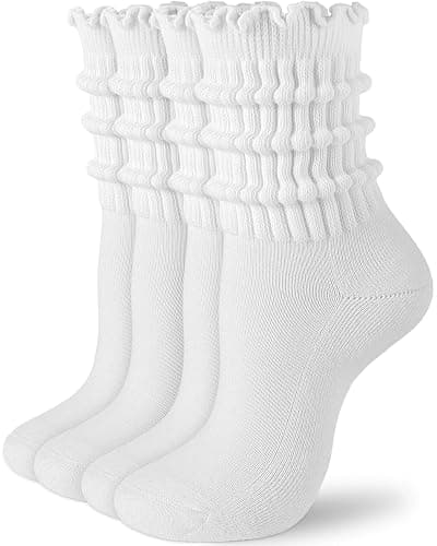 HONGTEYA Ruffle Socks for Women Cotton Slouchy Crew Socks for Boot Sneakers Mid Calf Frilly Size 5-11 - Image 1