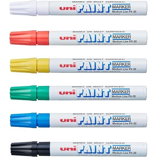 uni Paint PX-20 Oil-Based Paint Markers, Medium Line (1.8-2.2mm), Assorted Colors, 6 Pack - Image 1