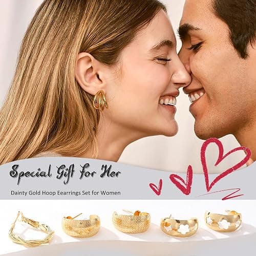 24 Pairs Gold Hoop Earrings Set for Women Hypoallergenic Chunky Chain Twisted Open Hoops Dangle Earring Packs for Birthday Party Fashion Jewelry Gift thumbnail 3