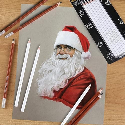 Dyvicl White Charcoal Pencils Drawing Set, 6 Pcs Sketch Highlight Pencil Hard Charcoal White Pencils for Drawing, Sketching, Shading, Blending thumbnail 7