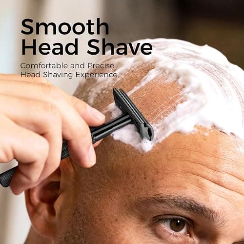 ZOMCHI Safety Razor for Men with 5 Double Edge Safety Razor Blades, One Blade Safety Razor, Metal Razor Zero Waste – Black thumbnail 6