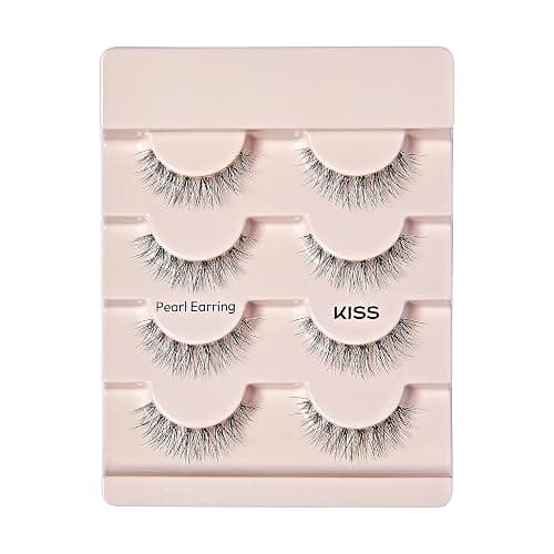 KISS The New Natural, False Eyelashes, 'Pearl Earring', 12mm, Includes 4 Pairs Of Lashes, Easy to Apply, Reusable Lash Clusters thumbnail 4
