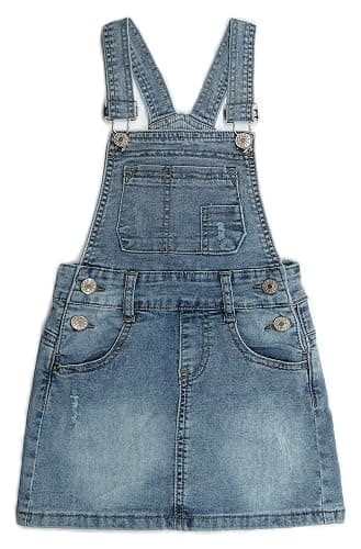 KIDSCOOL SPACE Baby Little Girls Denim Skirt,Ripped Soft Strechy Girls Summer Jeans Overalls Dress - Image 1
