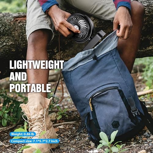 Portable Camping Fan with LED Lantern- 40H Work Time Rechargeable Battery Operated Fan with Hanging Hook for Tent Car RV Hurricane Emergency Outages Survival Kit thumbnail 7