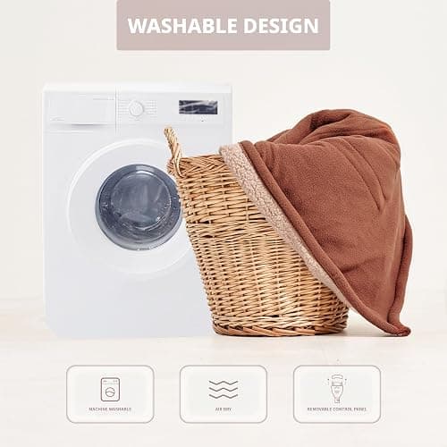 Heated Blanket-Electric Blanket,50"x60"Soft Heated Throw Blanket with 5 Heating Levels & 3 Hours auto-Off,Over-Heat Protection Fast-Heating,Machine Washable（Nut） thumbnail 7