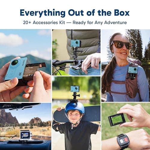 AKASO EK7000 Action Camera 4K30FPS 20MP Ultra HD Underwater Camera - Blue | WiFi Remote Control 4X Zoom 170 Degree Wide Angle Waterproof Camera with Accessory Kit thumbnail 8