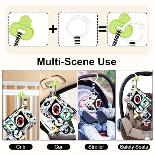 Baby Toys 0-6 Months, Notique 19 Pcs Newborn Black and White Baby Toys Montessori Tummy Time Toys 0 3 6 9 Months, Sensory Soft Book for Babies, Educational Cards Baby Essentials Infant Toys Baby Gifts thumbnail 4