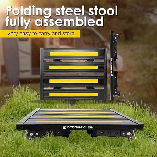DEPSUNNY Adjustable Height Aluminum RV Step, Stable Foldable Platform Step Stool, Supports Up to 1,000 lb, Non-Slip Rubber Feet and Platform Mat, Easy to Carry (Black) thumbnail 4