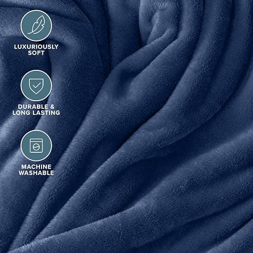 Bare Home Fleece Blanket - Twin/Twin Extra Long - Ultra-Soft Lightweight for Bed, Sofa, and Couch - Luxury Microplush - Cozy Warm Blanket (Twin/Twin XL, Dark Blue) thumbnail 5