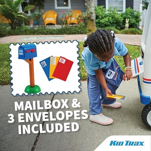Kid Trax 6V USPS Mail Truck Ride-On Toy, Ages 3-5, Max Weight 60 lb, Includes Mailbox, Play Envelopes, Working Headlights/Horn, FM Radio/MP3 Input thumbnail 6