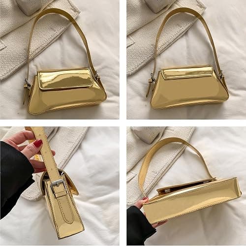 Women Small Shoulder Bag Cute Hobo Tote Handbag Evening Clutch Bag Y2k Sparkly Silver Purse for Party Prom Wedding thumbnail 4