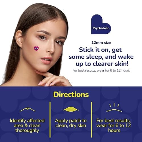 BioSwiss Psychedelic Pimple Patches, Hydrocolloid Acne Patch for Zits and Blemishes, Face and Skin Stickers, 72 Count thumbnail 3